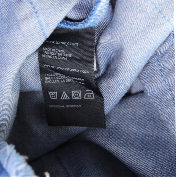 Tommy Girls Open Hem Frayed Magnetic Button Denim Jean Jacket M (8-10) NWT - Picture 9 of 11